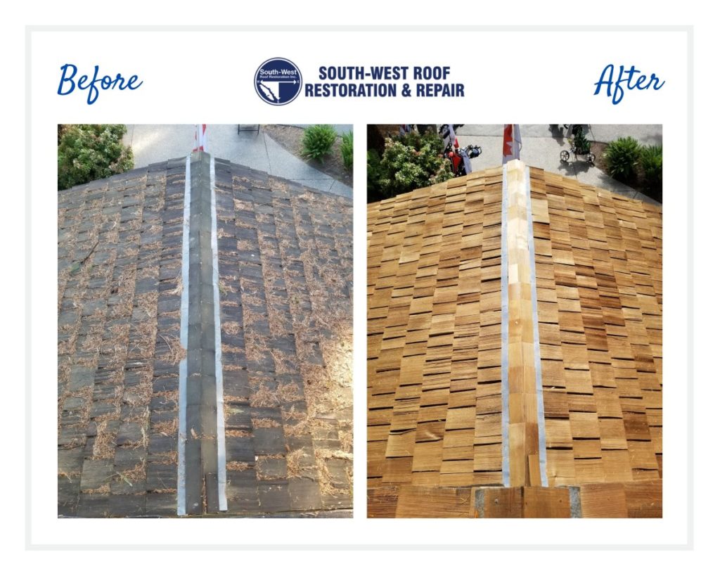 Before-After Comparison - South West Roof Restoration Inc, Residential Roofing Experts, Roof Cleaning, BC