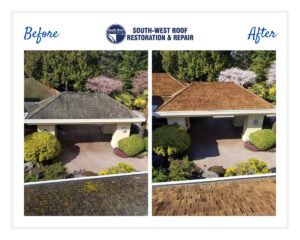 Before-After Comparison - South West Roof Restoration Inc, Residential Roofing Experts, Roof Cleaning, BC